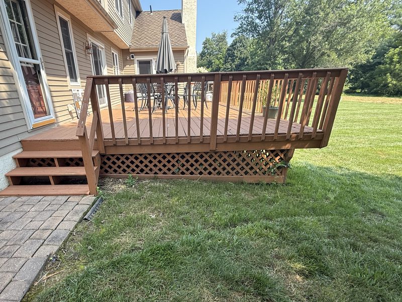 Original pressure-treated wood deck before replacement, Chester County PA